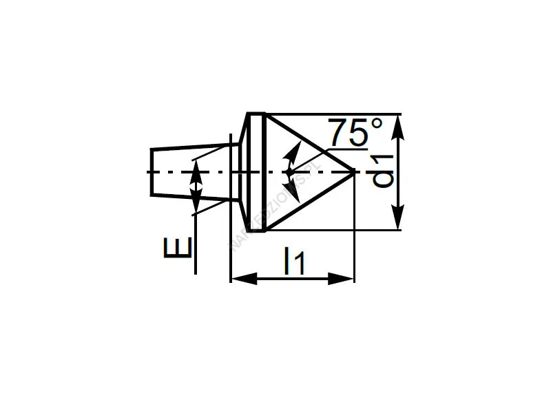 Rysunek techniczny: Końcówka wymienna do kła obrotowego 75 st. wewnętrzna: T.8842 MS2 - KOLNO